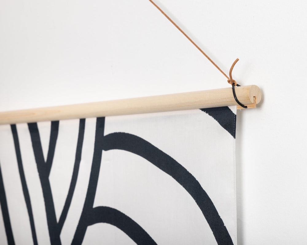 Pre-order : Svall & Hinoki wood hanging display pole with light brown leather cord