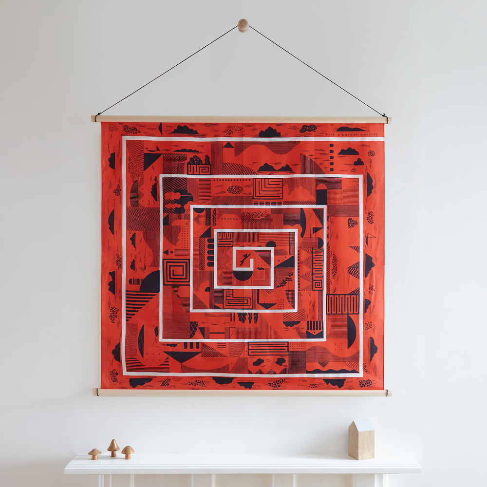 “Maze” Cinnabar Red Furoshiki
