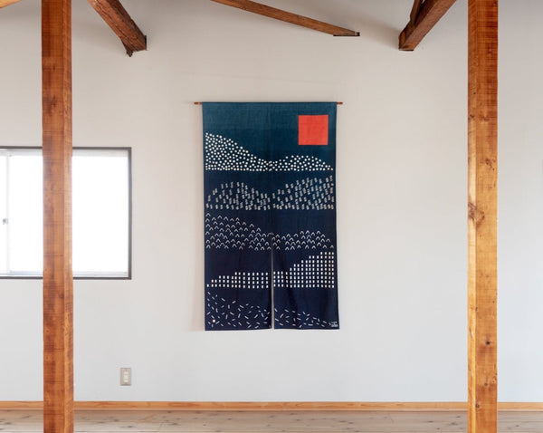 “Mountain Folds” Japanese Noren Hanging