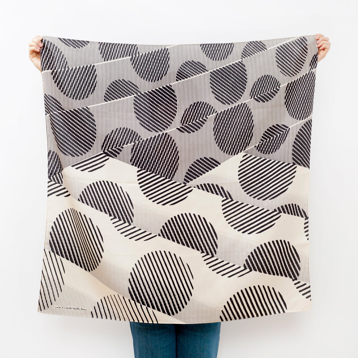 “Dots” furoshiki textile in black and cream