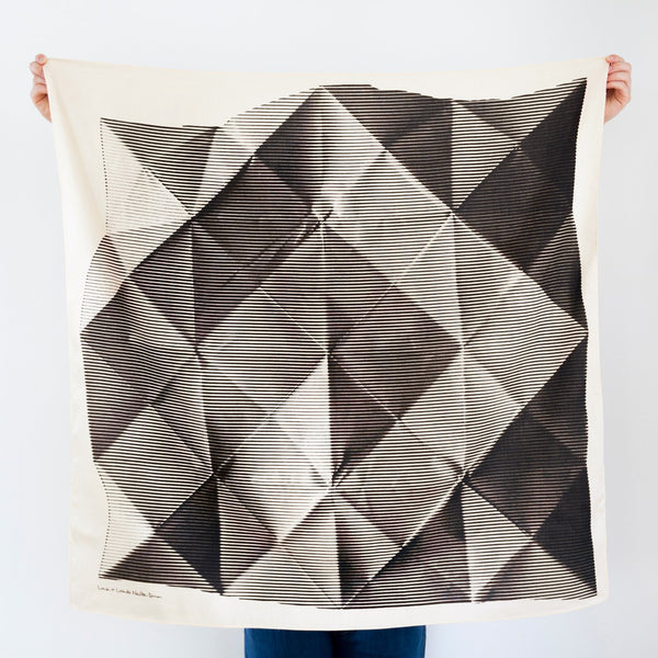 “Folded Paper” furoshiki textile in black and cream