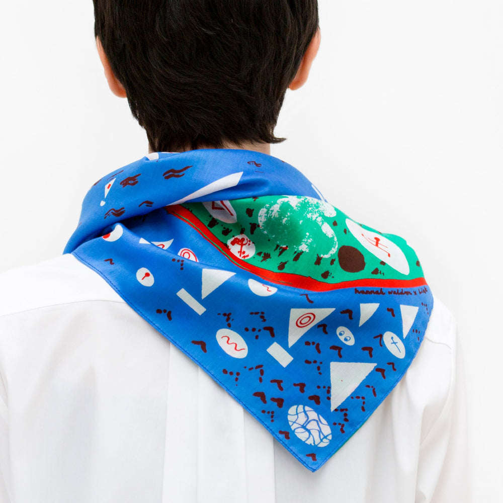 “Stockholm” furoshiki textile in blue, green, red and white