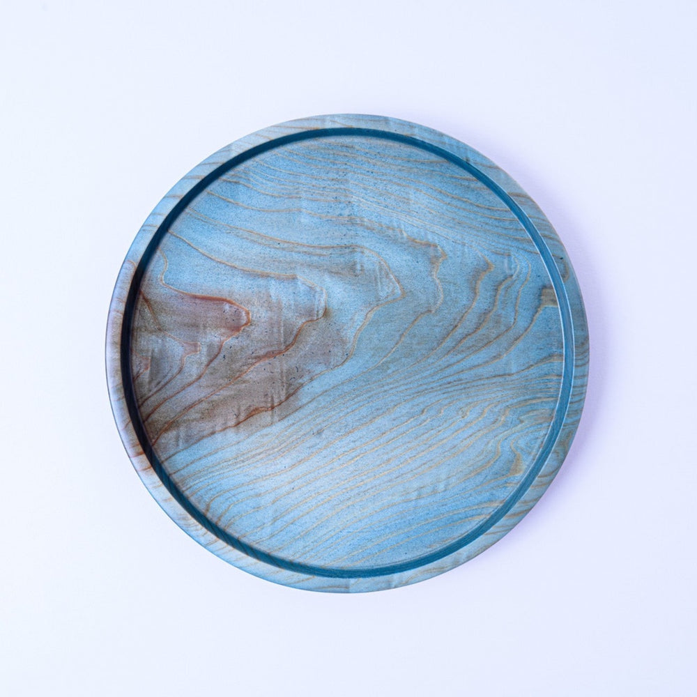 Indigo dye "Sugi" medium wood plate (18cm)