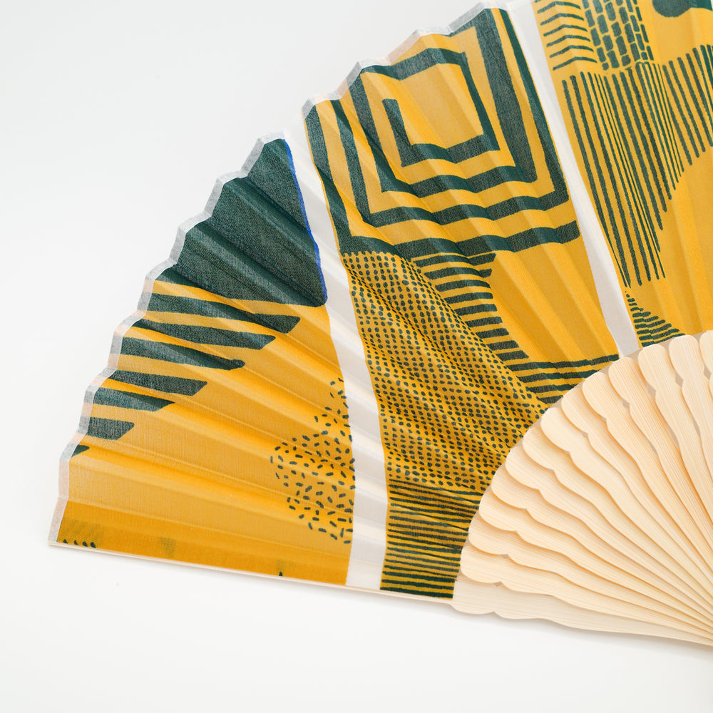 Maze Mustard Upcycled Fan