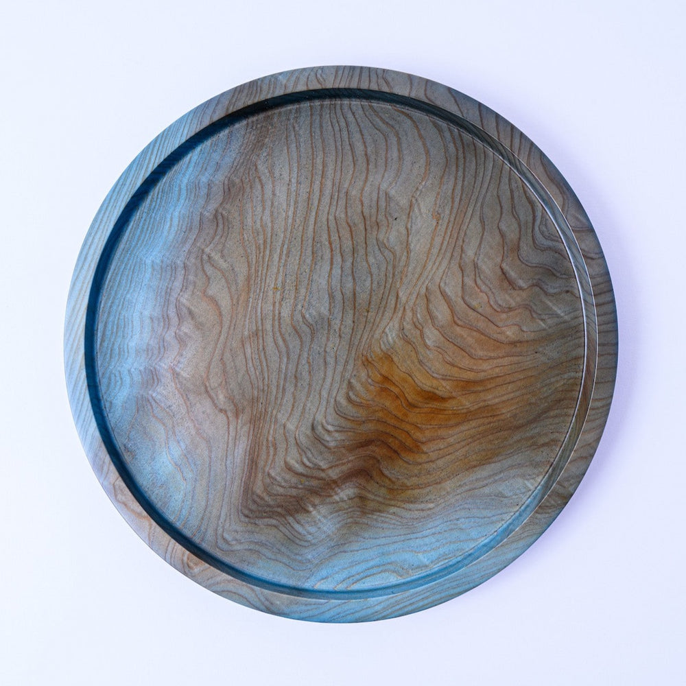Indigo dye "Sugi" 26cm wood plate