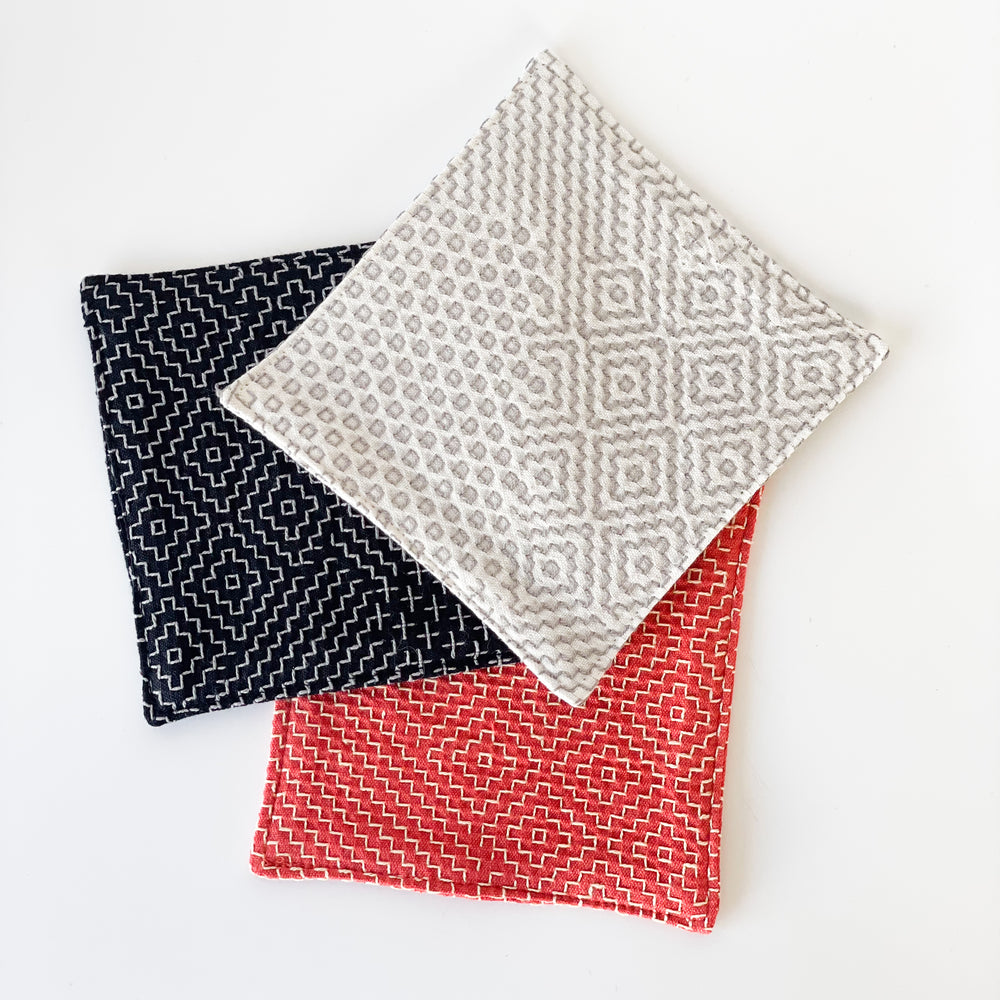 Sashiko Coaster Red