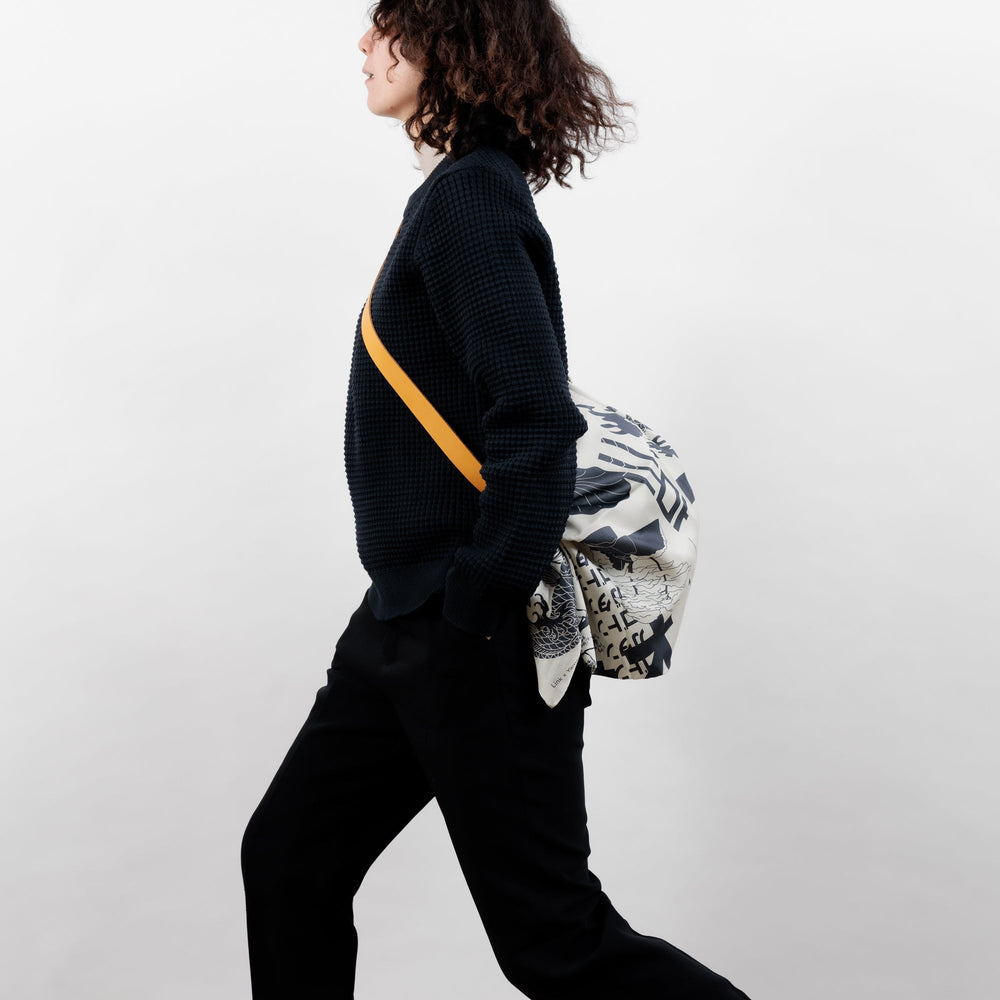 Tokyo Manga Midnight Blue & Mustard Adjustable Leather Carry Strap Set