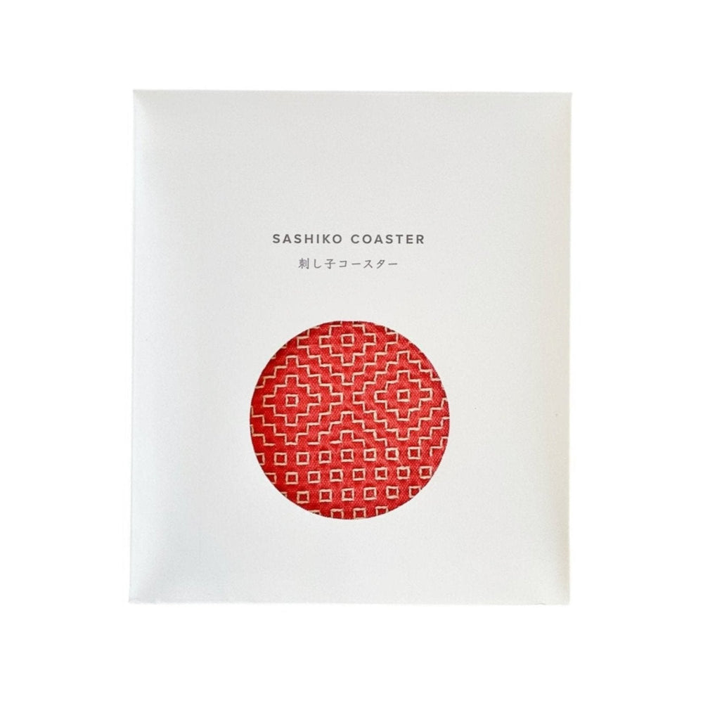 Sashiko Coaster Red