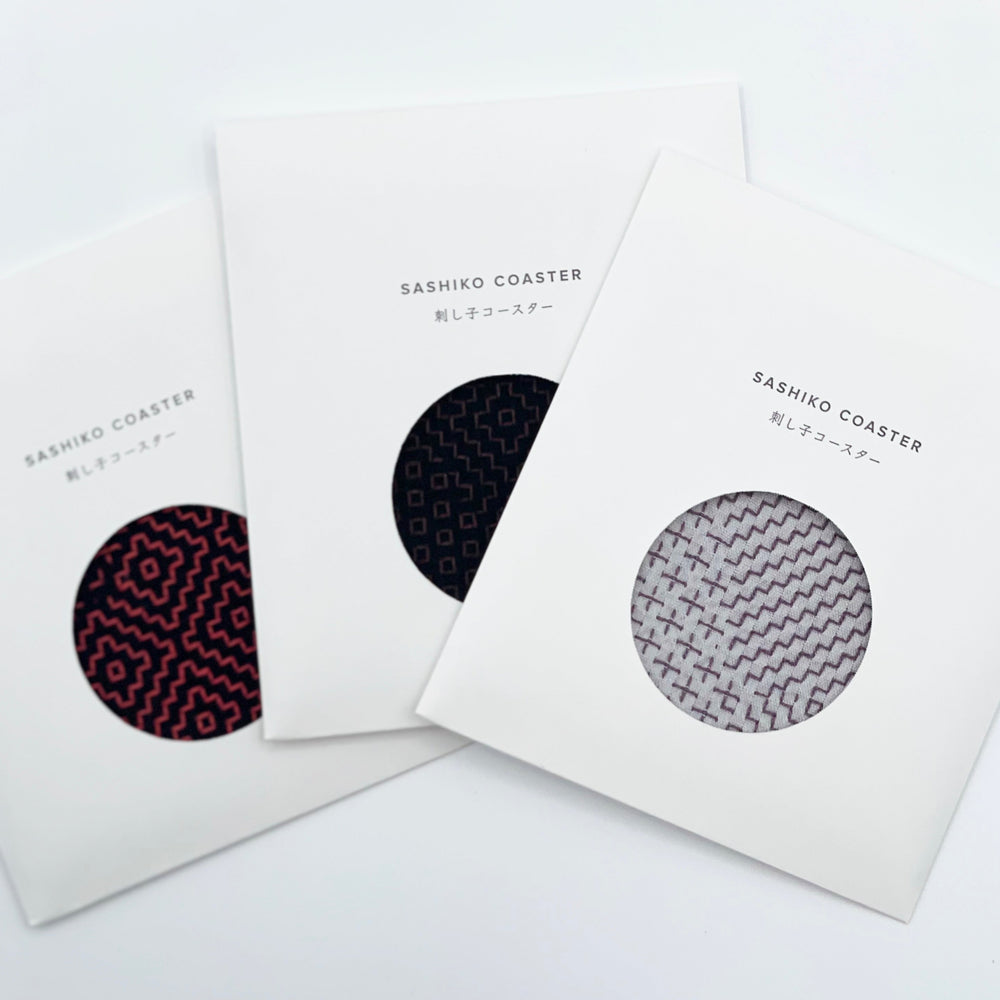 New color - Sashiko Coaster by Mr. Kenichi Ohazama (Grayish purple)