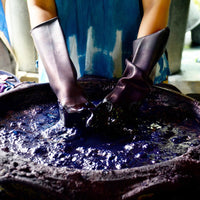 Japanese Santoku Knife with Indigo Dyed Wood Handle