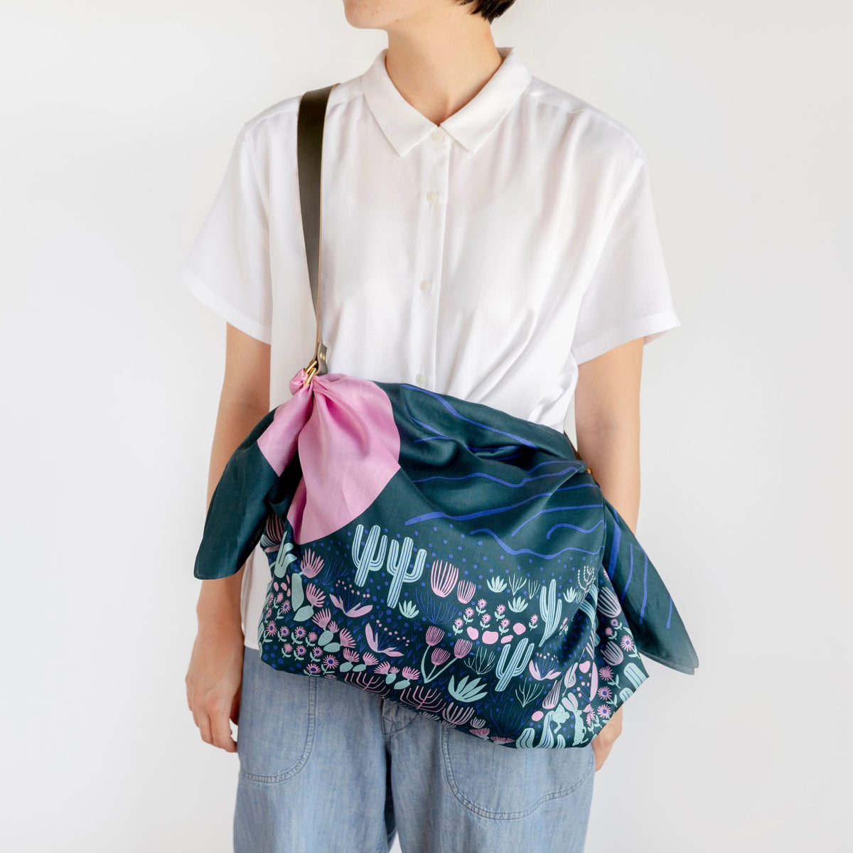 "Arizona" Midnight Furoshiki Bag Set - Adjustable Leather Strap