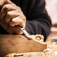 Japanese Santoku Knife with Indigo Dyed Wood Handle