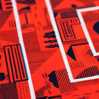 “Maze” furoshiki (cinnabar red)