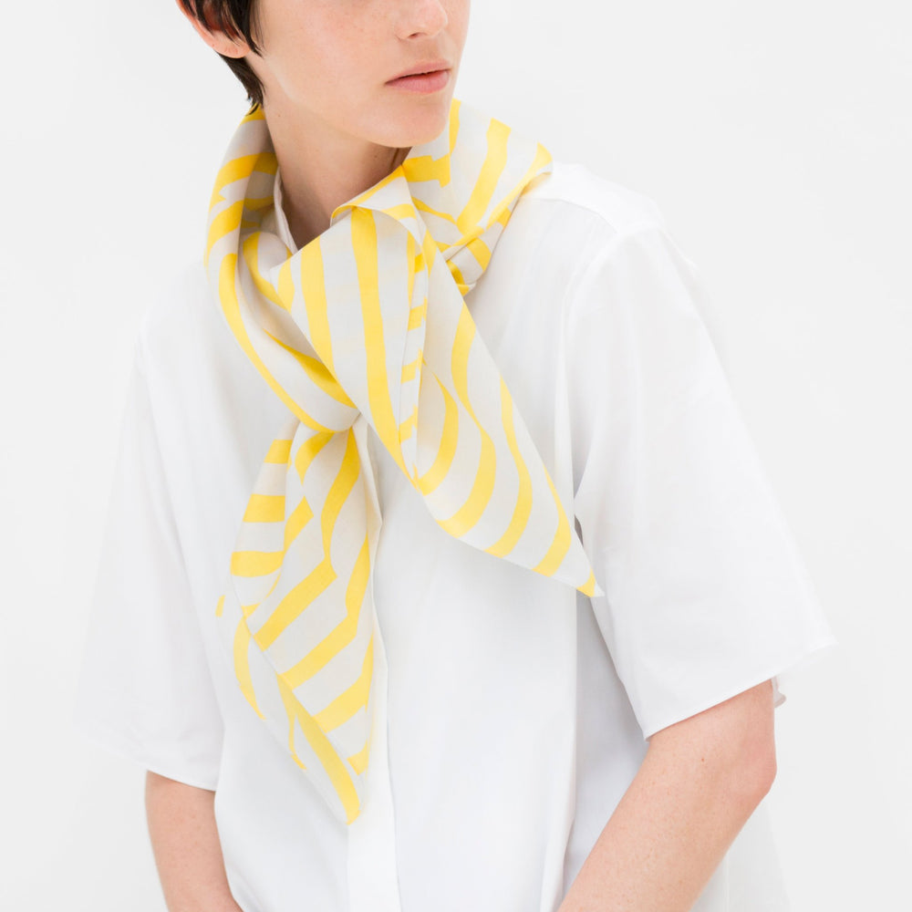 “Stripe” furoshiki textile in yellow and gray