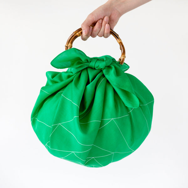 “Triangles” furoshiki bamboo handle bag set