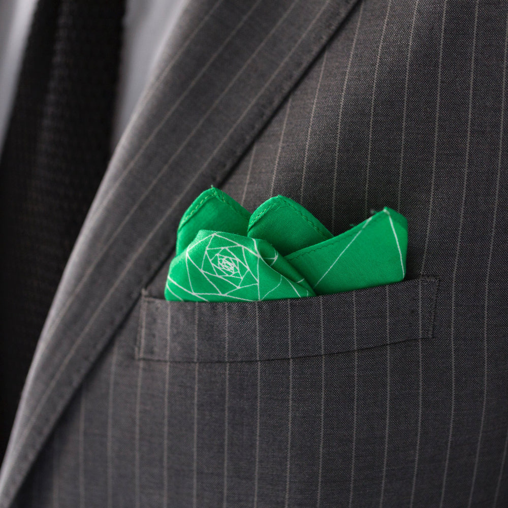 “Triangles” handkerchief in green and white